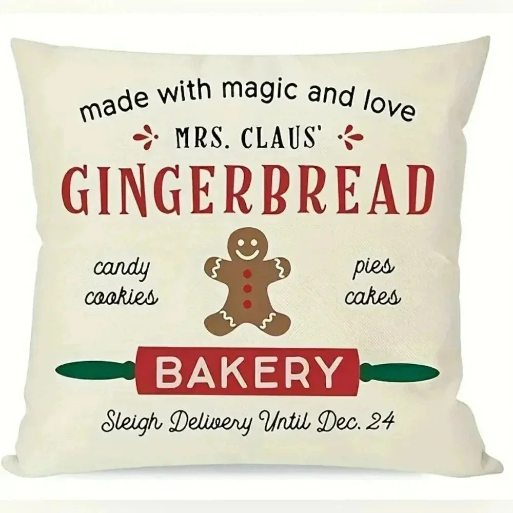 Christmas Gingerbread Bakery Holiday Toss Accent Pillow Covers Set Of 2